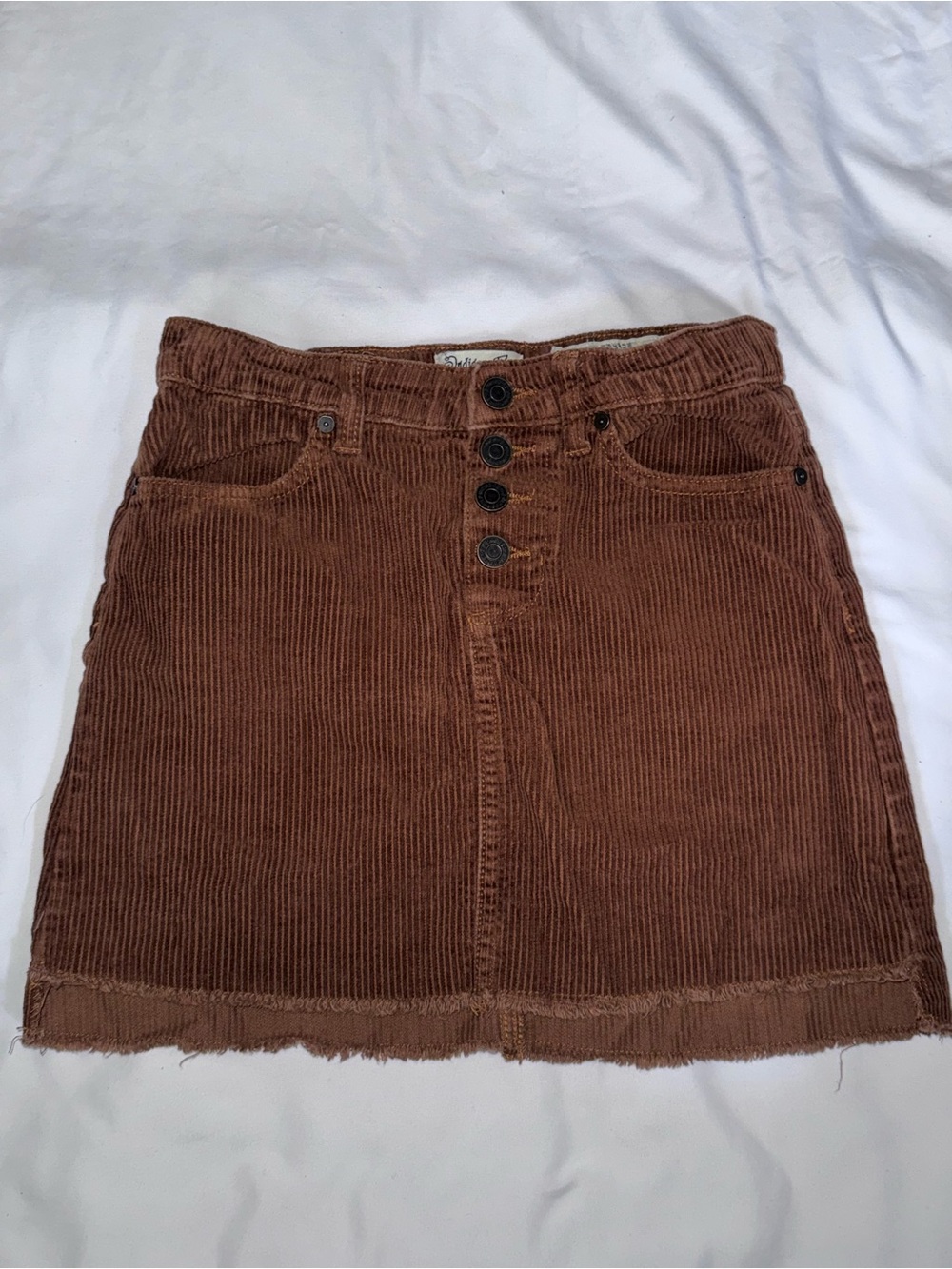 Indigo Rein size 12 Rust Corduroy Button-Front Mini Skirt